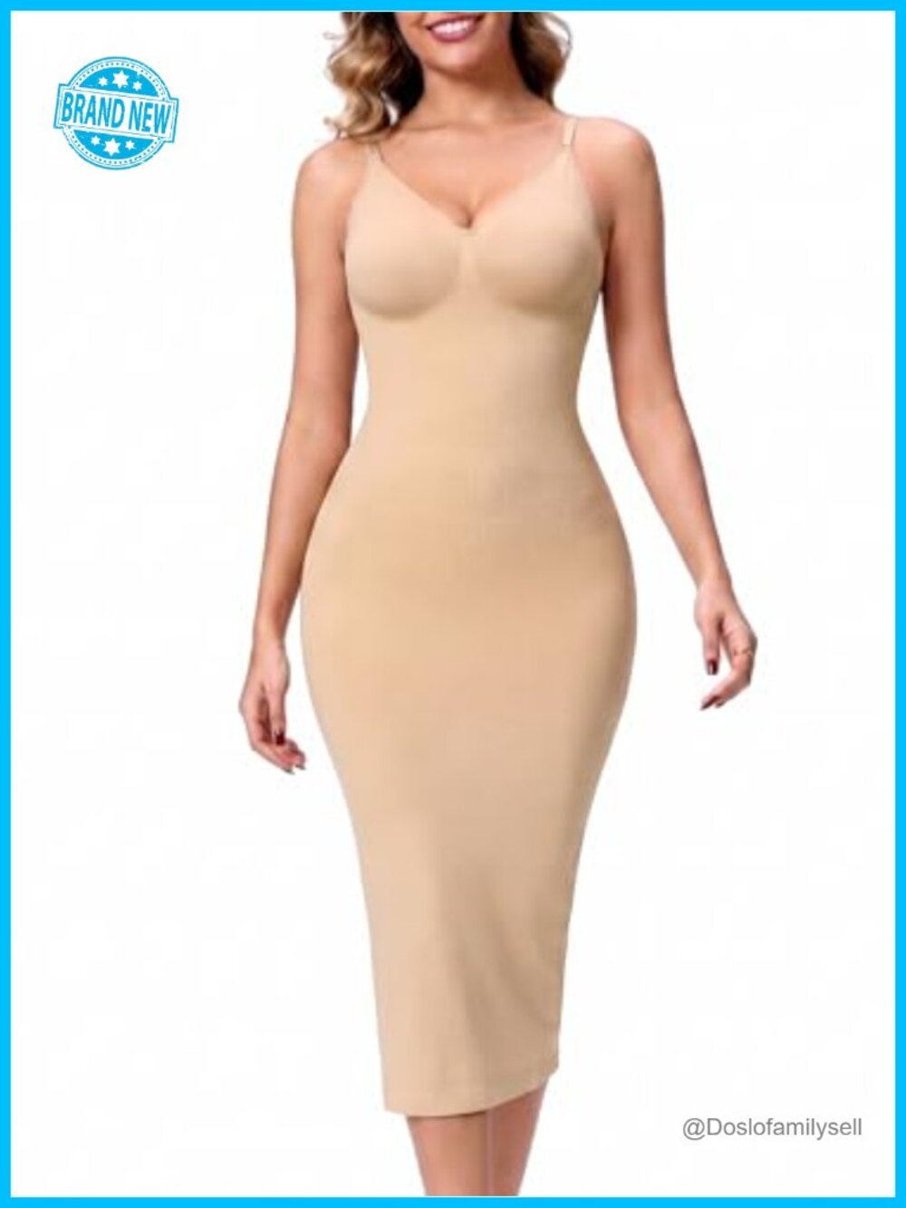 Full Body Shaping Slip Tummy Control Adjustable Straps Nylon Blend